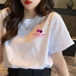 데일리 기본반팔 티셔츠 여성 하트 체리 여름 상의