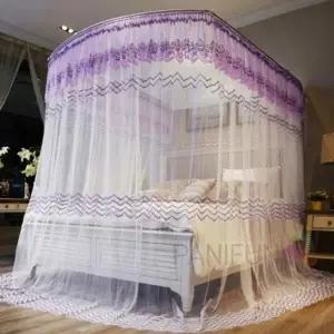 캐노피 침대모기장 200x220퍼플 퀸사이즈침대모기 공주모기장 커튼방충망 레이스모기장 여름모기장