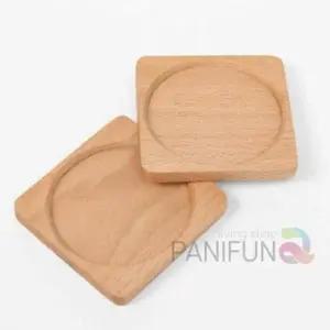 스퀘어 컵받침 2p 라이트 컵뚜껑 나무코스터 카페컵받침 나무그릇 유리컵받침