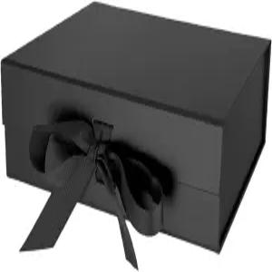 이포아 블랙 선물 상자 12.4×10.2×3.5 뚜껑이 있는 결혼식 생일 발렌타인 신부 샤워 포장용 신랑 들러리