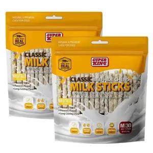 슈퍼킹 밀크스틱M 60P 그레인프리 소가죽 애견껌 간식