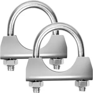 글락스 2Pcs 32MM (1-1/4인치) 스테인리스 스틸 U-클램프 머플러 배기 클램프 테일 파이프용 새들 플랜지