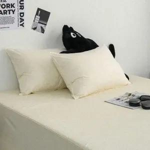 퀸 홑 40수 샤이니 베이지 순면 매트리스커버