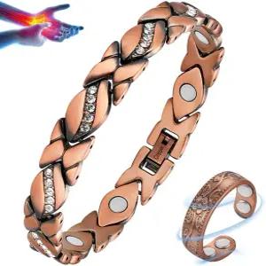 여성용 Vicmag 구리 팔찌 99.9 순도 장신구 조절 도구 포함 초강력 자석