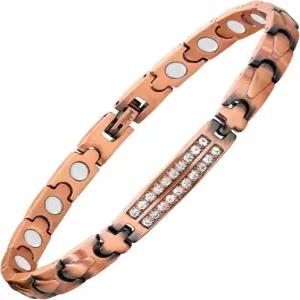 여성용 MagEnergy 구리 자성 팔찌 초강력 자석 크리스천 99.9 조절 가능한 성경 십자가 선물
