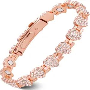 여성용 페라코 구리 팔찌 3800 가우스 네오디뮴 자석 및 눈부신 큐빅 지르코니아가 포함된 초고강도
