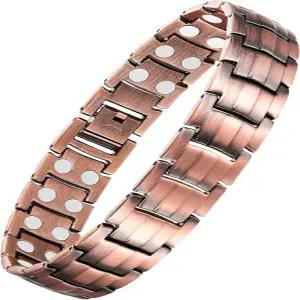 남성용 제카노리 퓨어 구리 팔찌 접이식 걸쇠가 있는 2배 강도 자성