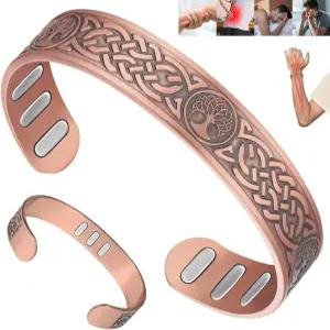 남성용 빅매그 구리 팔찌 9배 강도 자성 99 순수 5000 가우스 자석 트리 오브 라이프 박스 조절 가능(액세