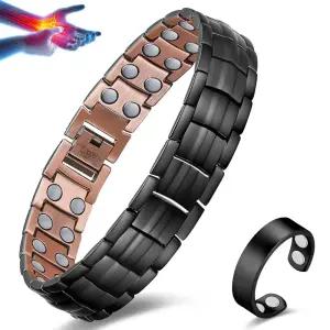 남성용 빅매그 구리 팔찌 99.9 솔리드 순동 선물 조정 도구 및 반지 세트