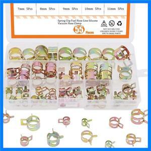 55개 스프링 밴드 타입 액션 연료 라인 실리콘 진공 호스 파이프 클램프 7mm-17mm 저압 에어 클립 세트