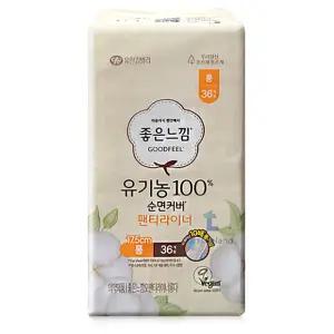 좋은느낌 유기농 순면 팬티라이너 롱 36매 1팩 생리대