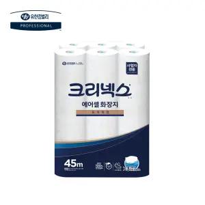 물에 잘 녹는 크리넥스 에어셀 프리미엄 화장지 45m 24롤/천연펄프 무형광 두루마리 휴지 45090-01