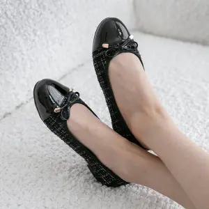 [분홍코끼리] 쫀득몰드창) 아이린 리본 배색 플랫(1cm)