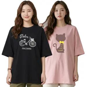 루즈핏 반팔티셔츠 오버핏 신상 프린팅 티셔츠/반팔티/여성티/빅사이즈