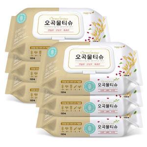깨끗한나라 오곡 일반 물티슈 캡형 100매 6팩