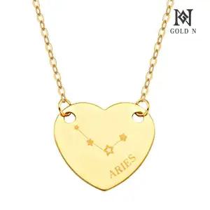 [골드앤] 18K 하트 별자리 이니셜 목걸이 YG