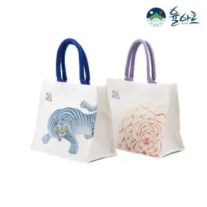 전통 민화 화훼도 사각 토트백 보부상 데일리 가벼운 캔버스 가방