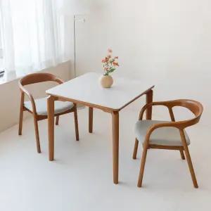 [헤닝] 브리즈 세라믹식탁 세트 2인용 원목 식탁 800 의자2