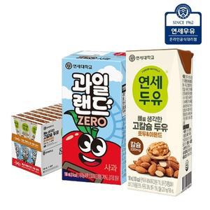 연세 과일랜드 제로 사과 24팩 + 뼈 고칼슘 두유 호두아몬드 24팩 (총48팩)