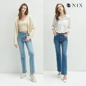 [택가 74000원][NIX]여)지그재그 자수 부츠컷 데님팬츠(HNPSDDF503P)