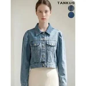 [하프클럽/]여성 퍼프소매 크롭 데님 자켓