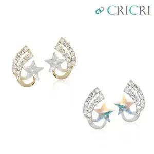 CRICRI 스와로브스키 크리스탈 슈팅스타 은침 귀걸이-W135755