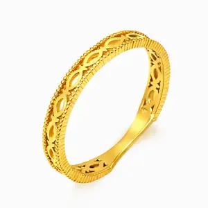 [한국금다이아몬드] 순금 행운 물고기 라인 반지 24K