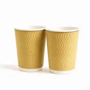 테이크아웃커피컵 카페용품 300ml 3중 단열 종이컵 옐로우 10온스 500개입