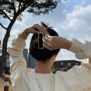 추천제품 골드 사각 트렌드 메탈집게핀 올림머리 무광