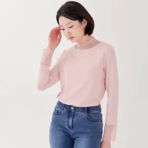 [지센] 골지 레이스 플리츠 스판 티셔츠 LFTSP101_PK