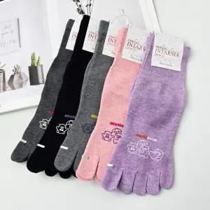 인따르시아 여성용 곰돌이 발가락 양말 5켤레 귀여운 캐릭터 면 중목 땀 흡수 삭스