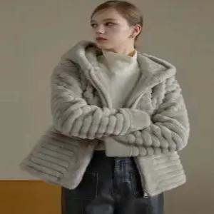 [엘루아][엘루아] VEGAN FAUX 밍크 후드 하프코트 5종택1