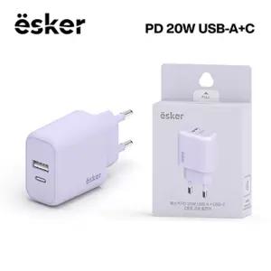 에스커 가정용충전기 PD20W 2포트 USB+C타입 케이블미포함 퍼플/어댑터/사무용품/멀티충전기/케이블/핸드폰