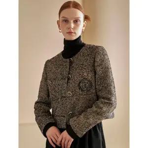 [하프클럽/]르니 크라운 자수 노카라 울 보카시 자켓 MK02JK200HJJ