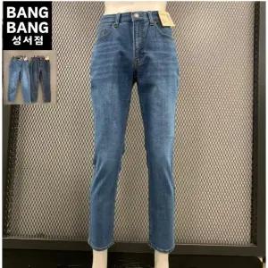 뱅뱅 HC04 봄남성밑위긴인밴드 배기핏스판청바지 허벅지넉넉 편한 얇고 부드러운 레귤