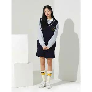 [아웃도어스/헤일리]헤일리골프 여성 오버핏 와펜 브이넥 니트 베스트 조끼 HF-TT1304