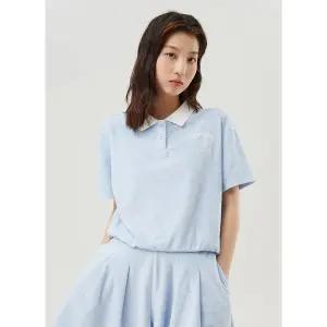 [르꼬끄](강남점)[정상가 89,000원][60% OFF] 테리 크롭 폴로 카라 티셔츠 GBL / QP222TTS55