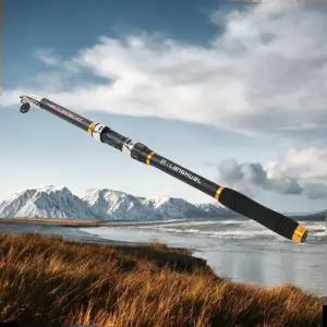 바다릴대 랭크업 입문용 원투낚싯대 바다 민물 휴대용 루어대 갯바위낚싯대 (블랙) (3m)