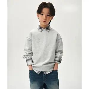 스탠다드 키즈 STANDARD KIDS 콘트라스트 커버 스티치 스웨트셔츠 [멜란지 라이트 그레이] MKFTK2K02-ML 68