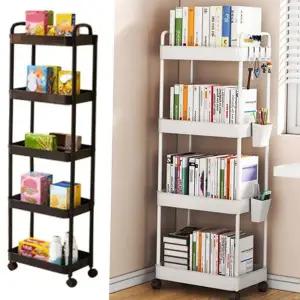 이동식 트롤리 다용도 바퀴형 플라스틱 이동식 선반 틈새 수납장 수납함 조립식 정리함 공간 주방 5단 정리