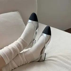 콤비 슬림 앞코 오피스룩 슬링백 플랫슈즈 사이드밴딩 여성플랫슈즈 발편한플랫