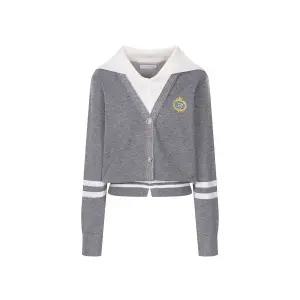 [예시카] 세일러 카라 배색 니트 가디건 YV2KC037