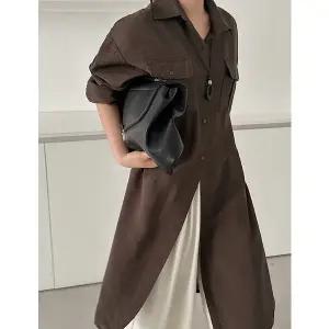 [공구우먼] [09초이스] 포엣코어 포켓 롱 셔츠 원피스 86715 빅사이즈 여성의류