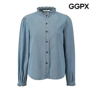 [GGPX] GQ3SH013F 프릴넥 데님 버튼 셔츠