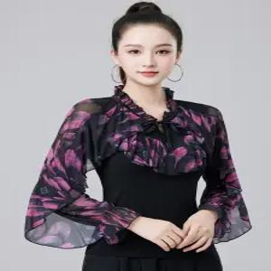 라인 라틴 댄스복 왈츠 방송 여성 사교 댄스상의 공연복