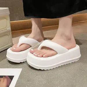 여성 2컬러 키높이 데일리 통굽 슬리퍼 쪼리