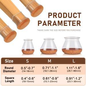 나무 바닥용 24개 의자 다리 보호대, 실리콘 캡 커버 가구 패드 슬라이더(포장된 펠트 포함)