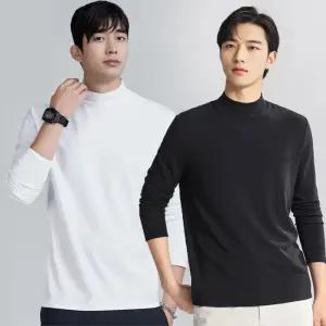 반폴라 남자 반목티 긴팔면티 티셔츠 기본 레이어드 무지 흰티 남성긴팔티 흰색