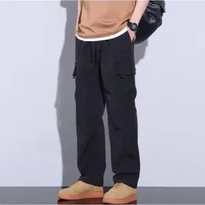 양쪽 포켓 포인트 기모 안감 와일드 일자핏 카고 바지 LDv3+7Jcx