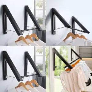 접이식 벽걸이 빨래건조대 더블 봉 80cm 블랙 아파트 세탁실벽선반